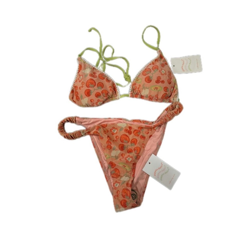 Red and Green Bikini Set